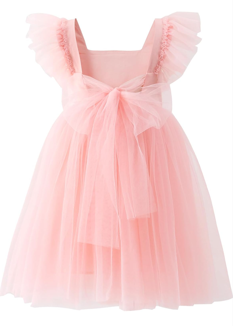 Tutu.kk Toddler Girls Vintage Party Dress Ruffled Sleeve A-Line Tulle Flower Girl Dresses for Wedding,Birthday 9 Years