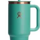 Hydro Flask Travel Tumbler with Handle, Lid and Straw - Insulated Stainless Steel in 40 Oz Thyme Green Rose Gold