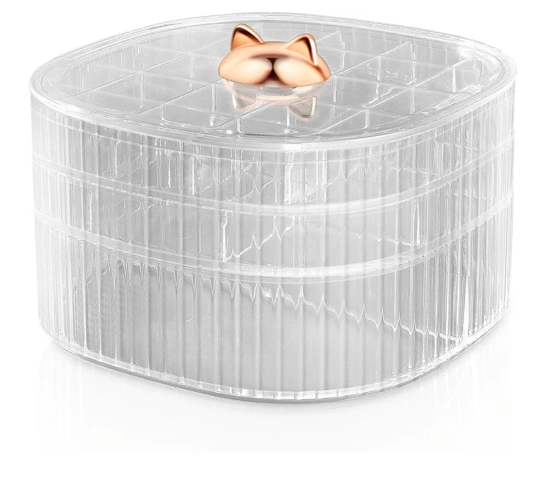 Sunkaioo Earring Organizer,Stackable 3-Layers Clear Jewelry Box with Lid,Stud Earring Organizer for Women Girls,Earring Box Display Holder for Earrings Ring Studs Bracelet Necklace Crafts (Clear)