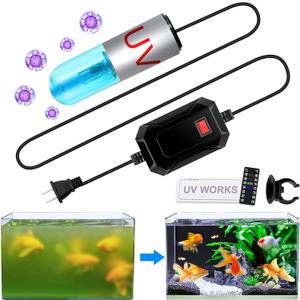 Aquarium Clean Light3 W mini &13W Submersible Light with UV Test Card,Aquarium Water Clean Green Clear Waterproof Clean Lamp for Pond,Swimming Pool,Indoor (3W MINI)
