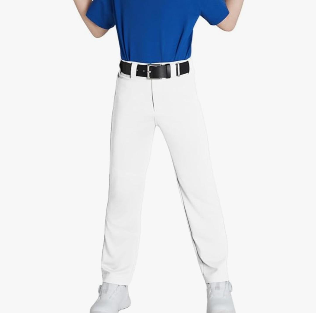 Toddler to Youth Baseball Pants, Softball Pants, Kids Tee Ball Pants, for Boys and Girls, White, 10-11Y