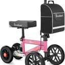 BlessReach Economy Steerable Knee Walker - Compact Crutch Alternative for Foot Injuries with Dual Braking System (Pink)