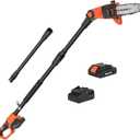 Pole Saw 8-Inch Cordless Pole Saws for Tree Trimming, 15-Feet MAX Reach Electric Pole Saw, 16ft/s Cutting Speed Auto Oiling Multi-Angle Pole Chainsaw with 2 x 20V 2.0Ah Battery & Charger