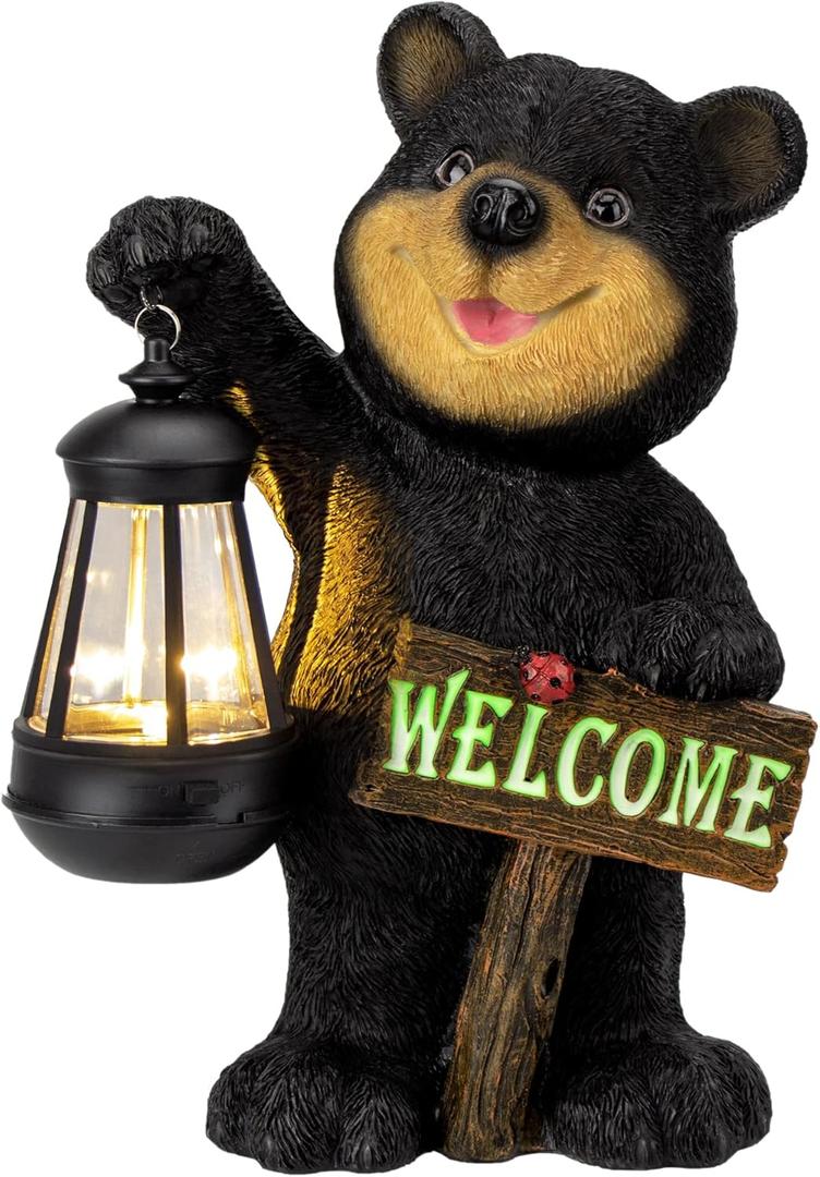 Juegoal Garden Bear Statue with Solar LED Lantern, Luminous Welcome Sign, Gifts for Mom Yard Art, Whimsical Figurine Large Sculpture Lighted Outdoor Mother's Day Spring Decorations for Lawn, Porch Juegoal Garden Bear Statue with Solar LED Lantern, Luminous Welcome Sign, Gifts for Mom Yard Art, Whimsical Figurine Large Sculpture Lighted Outdoor Mother's Day Spring Decorations for Lawn, Porch