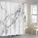 Renaiss 72x72 Inches Grey White Marble Shower Curtains for Bathroom Modern Luxury Watercolor Abstract Crack Texture Ink Painting Fabric Shower Curtain Waterproof Polyester Fabric with Hooks