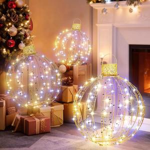 Christmas LED Light Balls, 3 Pack Hanging Ball Lights, Lighted Sphere Outdoor Decorations, Warm White & White Lights