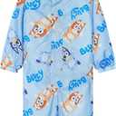 Bluey Girls Rain Suit, Coverall Waterproof Rain Jacket, Breathable Kids Mud Suit with Hood Fleece Lined, Gifts for Kids (3-4T)