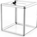 Large Donation Box with Lock, Acrylic Ballot Box with Slot 10 x 10 x 10 Inch, Suggestion Box with Lock Cash Storage Container for Fundraising Voting Charity Contest Tip