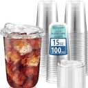 Homestockplus 15 oz Clear Plastic Cups with Lids (100 Pack) - Strawless Sip Lids, Leak-Proof & BPA-Free Iced Coffee Cups - Disposable Cold Drink Cups for Smoothies, Milkshake, Parties, Events