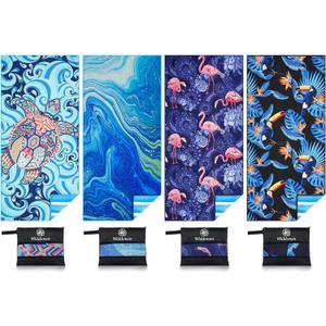4 Pack Microfiber Lightweight Beach Towel Sand Free Quick Dry Absorbent Thin Compact Towels for Swimming Pool Camping Beach Accessories Large Easy Pack Travel Things for Vacation Essentials Gift