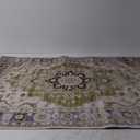 5x7 Area Rugs, Washable Rug, Vintage Rugs for Living Room Bedroom, Non Slip, Stain Resistant, Low Pile, Soft, Foldable Boho Floral Print Rugs for Dining Room, Home Office, Green (5' x 7' (Rectangular))
