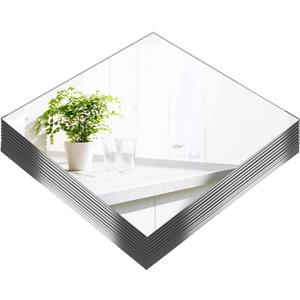 16Pack Square Mirrors for Centerpieces, 8 x 8 Inch Mirror Tray Candle Plate Wall Mounted Mirrors, Acrylic Mirror Tiles for Table Wedding Centerpieces Christmas Party Decor, Home Crafts
