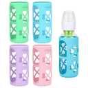 MORLIKE Pack of 4 Silicone Sleeves Fit for 8 oz/250 mL Dr. Brown's Natural Narrow Glass Baby Bottle, 100% Silicone Covers Protect Glass Bottle, Easy to Grip Baby Bottle Holders for SB81003-P4, SB82023-P2
