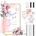 Wedding Welcome Sign Holder, Adjustable Easel Stand for Wedding Sign with Design Bundle Ribbon Leather Straps Heavy Duty Seating Chart Stand for Wedding Bridal All Kinds of Parties Reception Display