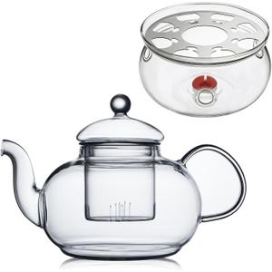 CnGlass 33.8oz Glass Teapot ,Stovetop Safe Tea Kettle 5.3 in/13.5cm Diameter