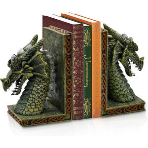 Dragon Bookends for Shelves Set of 2 - Heavy Book Ends Book Supports for Shelves, 4.15 "x 3.25 "x7 Unique Dragon Design Copper10 Inch