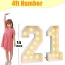4ft Light Up Numbers 21 Large Numbers with Lights Bulbs White Marquee Frame for Her Him 21st Birthday Party Decorations Pre-Cut Mosaic Cardboard Giant Cut-Out Thick Foam Board Sign Anniversary