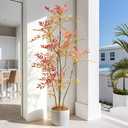 7.2ft Faux Bamboo Tree Artificial Nandina Tree Artificial Indoor Plants Realistic Fake Potted Tree with 800+ Leaves, Cement Planter - Home Office Decor Perfect for Housewarming Gift Non-Toxic