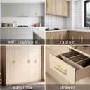 10 Pack 5 Inch Square Brushed Brass Cabinet Pulls for Kitchen Drawer, Stainless Hardware Steel Drawer for Wardrobe Bathroom Cupboard Furniture Pulls, Golden Handles 5Length, 3Hole Center