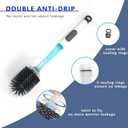 Silicone Toilet Brush and Holder Set, 2 Packs Bendable Toilet Scrubber for Curved Rim, Non-Scratch Drip-Resistant Brush with Sprayer, Space Saving Bathroom Essentials (2)