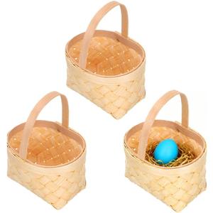 STOBAZA 3 Pack Mini Wicker Baskets with Handles Easter Small Baskets 3.74X2.75X2.55 Inches Perfect for Party Favors Wedding Craft Storage eggbaskets
