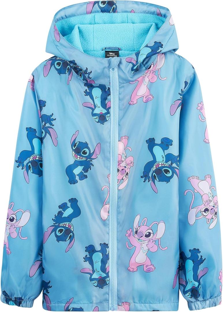 Disney Stitch Girls Raincoat - Waterproof Hooded Jacket for Kids Fleece Lined - Stitch Gifts for Girls Teens (11-12 Years, Blue)