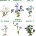 Blue and White Artificial Flowers Arrangement, Lifelike Faux Fake Roses & Scabiosa Bouquet Centerpiece for Home, Coastal Farmhouse Decor & Wedding
