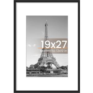 Upsimples 19x27 Poster Frame, Display Pictures 13x19 with Mat or 19 x 27 Without, Wall Hanging Puzzle Frames, Black, 1 Pack