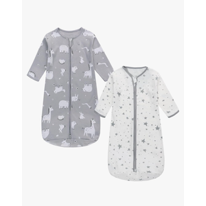 Miracle Baby Long Sleeve Sleep Sack 2-Pack, 100% Cotton Wearable Blanket Baby Sleeping Bag for Newborn Infant Toddler