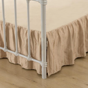 Boho Tufted Bed Skirt Twin Size- 14 Inch Drop Dust Ruffle Bed Skirts with Platform, Twin Size Bed Skirt Ruffled with Split Corners, Striped, Camel, 14'' Twin