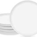Okuna Outpost White Ceramic Dinner Plates Set of 4 Serving Dinnerware Dishes (8 Inches)