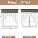 Likiyol Linen Valances for Windows Farmhouse Ruffle Swag Valance Rustic Country Window Valances Light Filtering Kitchen Curtains Rod Pocket Valance Curtains for Bathroom Cafe, Grey White, 60"W x 36"L