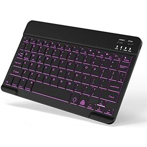 Backlit Bluetooth Keyboard Small Portable Wireless Keyboard Rechargeable Illuminated for Android Samsung Tablet Cell Phone Smartphone iPad A16 11th 10th Generation iPad Pro Air Mini iPhone (Black)