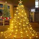 Christmas Tree Lights with Star Topper, 400LED Christmas String Lights with Ring for Tree, 6.6FT x 16 Lines Fairy Lights with 8 Modes Timer Remote for Indoor Outdoor Xmas Tree Decor, Warm White