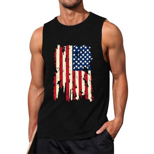 Mens American Flag Tank Top Sleeveless 4th of July Independence Day Tops.L
