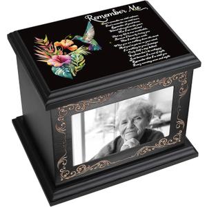 Cremation Urns for Human Ashes Adult Male or Female, Funeral Memorial Urns for Ashes with Photo Frame, Wooden Urns Box and Casket for Men Women, Burial Urn for Adults Up to 200 IBS