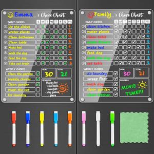 PigPotParty Acrylic Magnetic Chore Chart for Multiple Kids 2 Kids Teens,9.5"x12" Clear Dry Erase Chore Board for Fridge Refrigerator, Daily Weekly Reward Responsibility Chart, w/ 8 Markers & 1 Towel PigPotParty Acrylic Magnetic Chore Chart for Multiple Kids 2 Kids Teens,9.5"x12" Clear Dry Erase Chore Board for Fridge Refrigerator, Daily Weekly Reward Responsibility Chart, w/ 8 Markers & 1 Towel