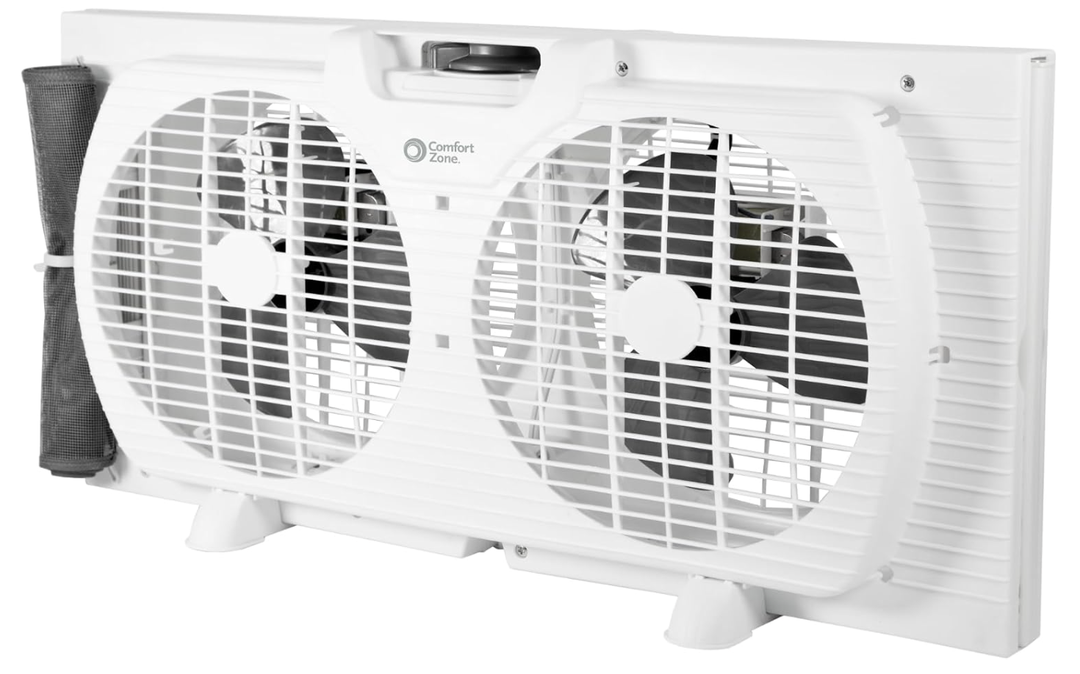 COMFORT ZONE Reversible Twin Window Fan with 3-Speeds & Expandable Width