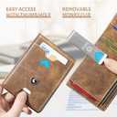 GSOIAX Men's Slim RFID Blocking Leather Wallet with Money Clip Minimalist Carbon Fiber Bifold Credit Card Holder 11 Card Slots Gift Box Included(Leather Brown)