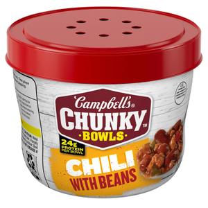 Campbell's Chunky Chili with Beans, 15.25 oz. Microwavable Bowl (EXP 04/01/26)