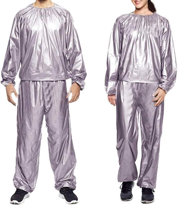 Swibow Heavy Duty Sauna Suit Men Women Weight Loss Exercise Slim Gym Fitness Workout Anti-Rip Sweat Sauna Suits (4X-Large, Silver)
