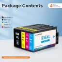936 High Yield Ink Cartridges (4-Pack) Compatible for HP 936e XL | Works with : OfficeJet Pro 9110b, 9120b, 9130b OfficeJet Pro Wide Format 9720/9730 | Eligible for Instant Ink (4P BK/C/M/Y)