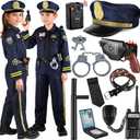 GIFTINBOX 12PCS Police Costume for Kids, Kids Police Officer Costume for Boys Girls with Accessories, Halloween Costumes for Boys and Girls (L(8-10Y))