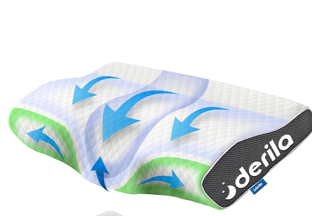 Derila Cervical Queen Size Pillow for Sleeping - Support Pillow for Side, Back, Stomach Sleepers - Contour Best Bed Pillows for Sleeping