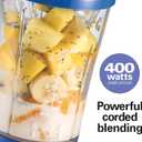 Hamilton Beach Portable Blender for Shakes and Smoothies, 14 Oz BPA Free Travel Cup & Lid, Durable Stainless Steel Blades, Personal Smoothie Blender, Blue, 51132G