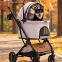 Pet Stroller with Detachable Carrier for Small & Medium Dogs & Cats, Smooth Comfort Ride with Shock-Absorbing Suspension, Foldable Dog Stroller, Compact Storage (Cloud Gray)