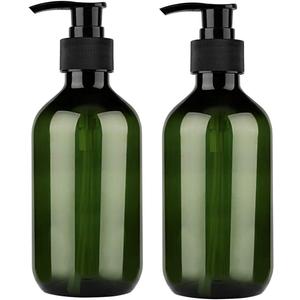 Pump Bottle Dispenser, Yebeauty 10oz/300ml Empty Plastic Shower Refillable Dispenser Soap Shampoo Pump Dispenser Containers with Pump Multipurpose for Cosmetic Kitchen Bathroom, 2-Pack Green