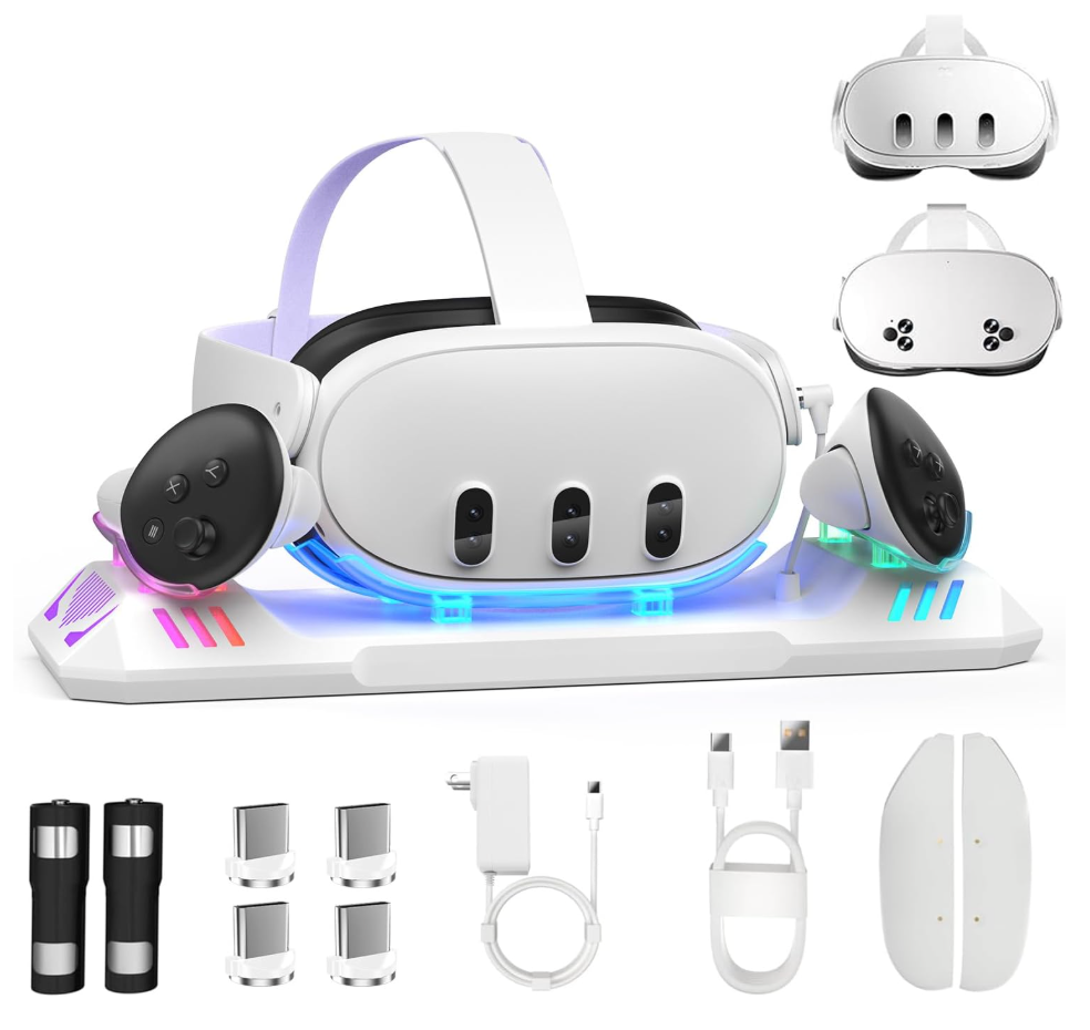 Charging Dock for Meta Quest 3S/Quest 3, Magnetic Charging Station for Oculus Quest 3 VR Headset & Controllers