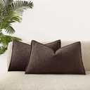 JUSPURBET Brown Decorative Pillow Covers 16x24 Set of 2 Throw Pillow Covers for Couch Sofa Bed Cozy Boucle Textured Lumbar Cushion Covers Cases with Hidden Zipper for Living Room Home Decor