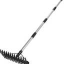 Thatch Rake - 63 Inch Dethatcher Rake with Upgraded Dual-Action Tines, Adjustable Efficient Garden Tool for Lawns Dead Grass